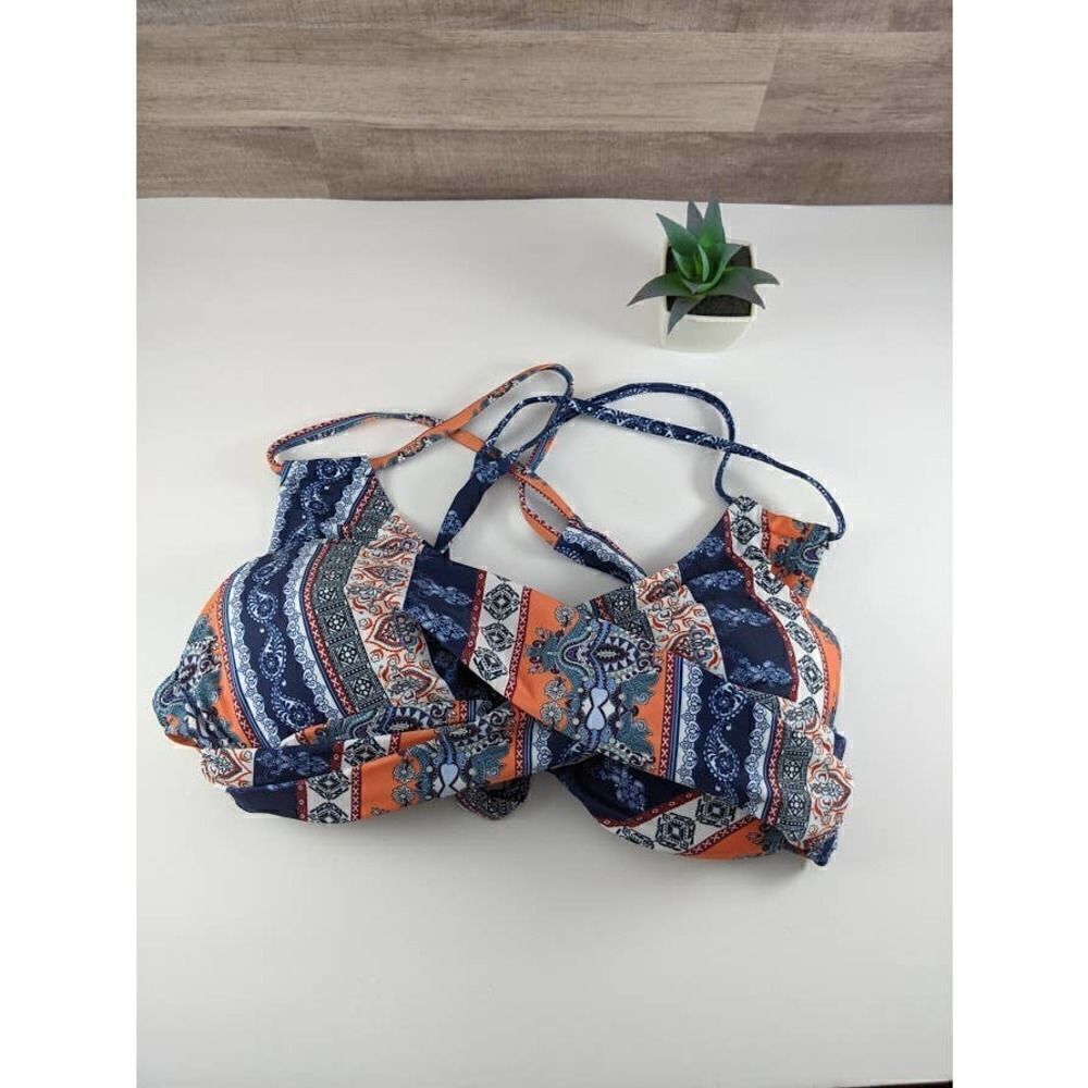 Boho Print Twist Front Swim Bikini Top